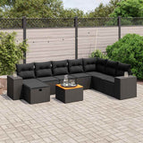 vidaXL 9-piece Lounge Set with Cushions Poly Rattan Black