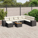 vidaXL 9-piece Lounge Set with Cushions Poly Rattan Black