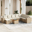 vidaXL 9-piece Lounge Set with Cushions Poly Rattan Black