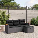 vidaXL 4-delige Loungeset met kussens poly rattan zwart