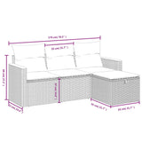 vidaXL 4-delige Loungeset met kussens poly rattan zwart