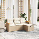 vidaXL 4-delige Loungeset met kussens poly rattan zwart