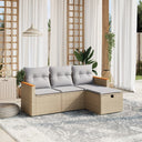 vidaXL 4-delige Loungeset met kussens poly rattan zwart