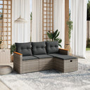 vidaXL 4-delige Loungeset met kussens poly rattan zwart
