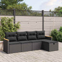 vidaXL 5-piece Lounge Set with Cushions Poly Rattan Black