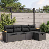 vidaXL 5-piece Lounge Set with Cushions Poly Rattan Black
