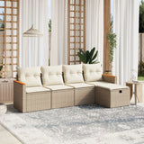vidaXL 5-piece Lounge Set with Cushions Poly Rattan Black