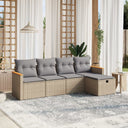 vidaXL 5-piece Lounge Set with Cushions Poly Rattan Black