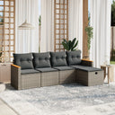 vidaXL 5-piece Lounge Set with Cushions Poly Rattan Black