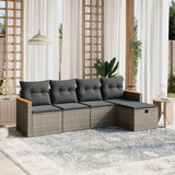vidaXL 5-piece Lounge Set with Cushions Poly Rattan Black