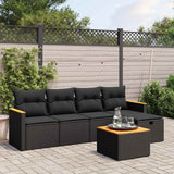 vidaXL 5-piece Lounge Set with Cushions Poly Rattan Black