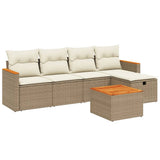 vidaXL 5-piece Lounge Set with Cushions Poly Rattan Black