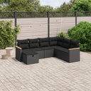 vidaXL 7-delige Loungeset met kussens poly rattan zwart