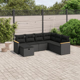 vidaXL 7-delige Loungeset met kussens poly rattan zwart