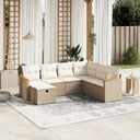 vidaXL 7-delige Loungeset met kussens poly rattan zwart