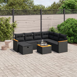 vidaXL 7-delige Loungeset met kussens poly rattan zwart