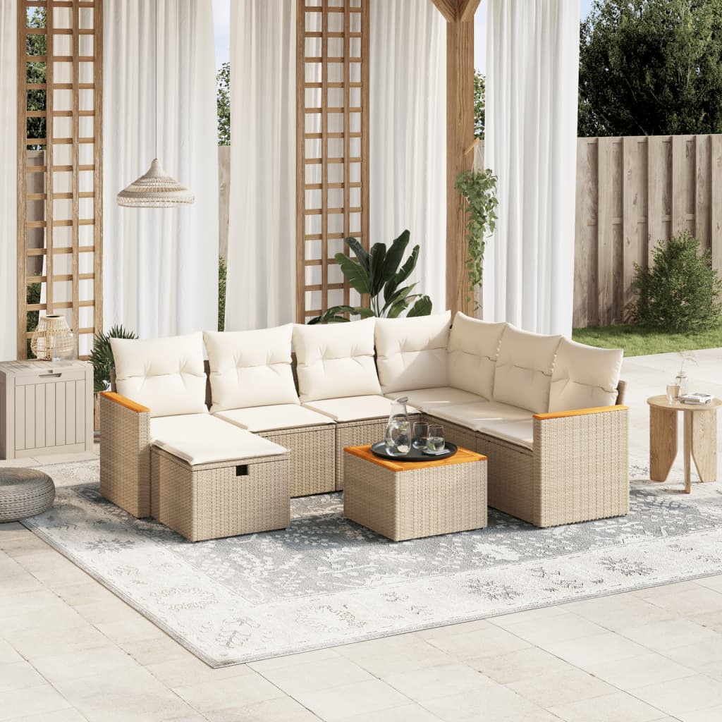 vidaXL 7-delige Loungeset met kussens poly rattan zwart
