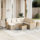 vidaXL 7-delige Loungeset met kussens poly rattan zwart