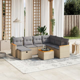 vidaXL 7-delige Loungeset met kussens poly rattan zwart