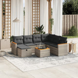 vidaXL 7-delige Loungeset met kussens poly rattan zwart