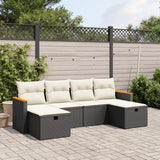 vidaXL 6-Piece Lounge Set with Cushions Poly Rattan Black