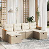 vidaXL 6-Piece Lounge Set with Cushions Poly Rattan Black