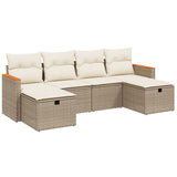vidaXL 6-Piece Lounge Set with Cushions Poly Rattan Black