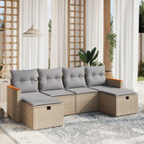 vidaXL 6-Piece Lounge Set with Cushions Poly Rattan Black