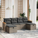 vidaXL 6-Piece Lounge Set with Cushions Poly Rattan Black