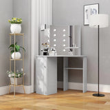 vidaXL Corner Dressing Table with LED Lighting White