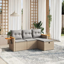 vidaXL 4-delige Loungeset met kussens poly rattan zwart