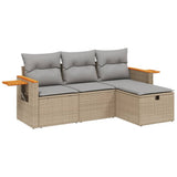 vidaXL 4-delige Loungeset met kussens poly rattan zwart