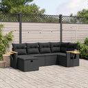 vidaXL 6-piece Lounge Set with Cushions Poly Rattan Black