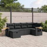 vidaXL 6-piece Lounge Set with Cushions Poly Rattan Black