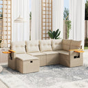 vidaXL 6-piece Lounge Set with Cushions Poly Rattan Black