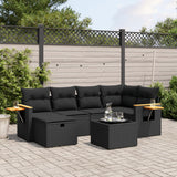 vidaXL 6-piece Lounge Set with Cushions Poly Rattan Black