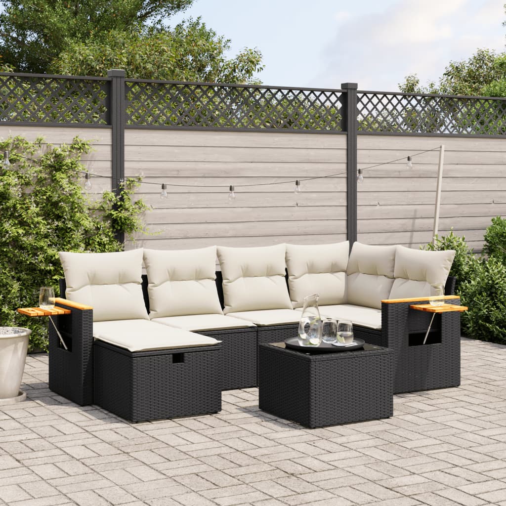 vidaXL 6-piece Lounge Set with Cushions Poly Rattan Black