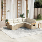 vidaXL 7-delige Loungeset met kussens poly rattan zwart