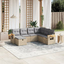 vidaXL 7-delige Loungeset met kussens poly rattan zwart