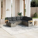 vidaXL 7-delige Loungeset met kussens poly rattan zwart