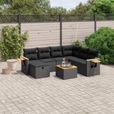 vidaXL 7-delige Loungeset met kussens poly rattan zwart