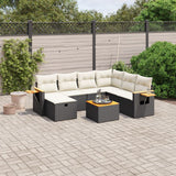vidaXL 7-delige Loungeset met kussens poly rattan zwart
