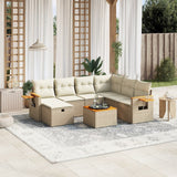 vidaXL 7-delige Loungeset met kussens poly rattan zwart