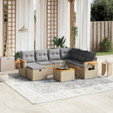vidaXL 7-delige Loungeset met kussens poly rattan zwart