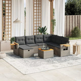 vidaXL 7-delige Loungeset met kussens poly rattan zwart