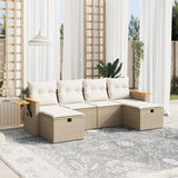 vidaXL 6-delige Loungeset met kussens poly rattan zwart