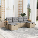 vidaXL 6-delige Loungeset met kussens poly rattan zwart