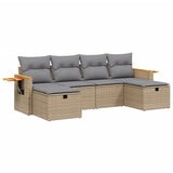 vidaXL 6-delige Loungeset met kussens poly rattan zwart