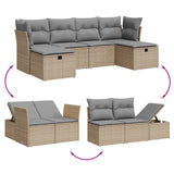 vidaXL 6-delige Loungeset met kussens poly rattan zwart
