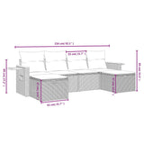 vidaXL 6-delige Loungeset met kussens poly rattan zwart